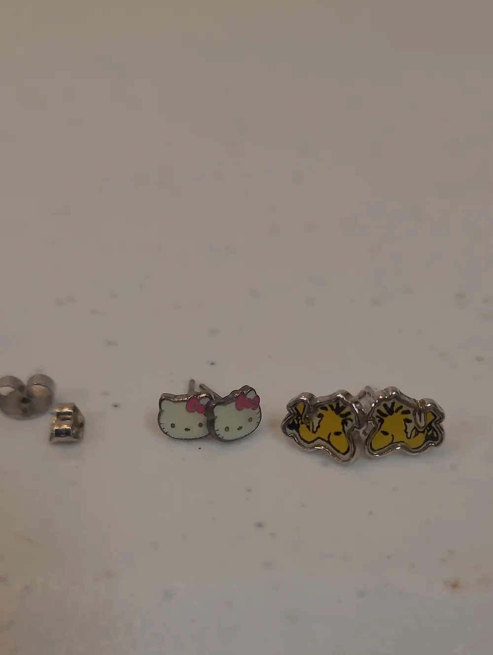 Snoopy, Woodstock, and Hello Kitty Characters - 3 Post Earring Set